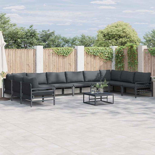 Garten-Sofa-Set 11 pcs Anthrazit Stahl