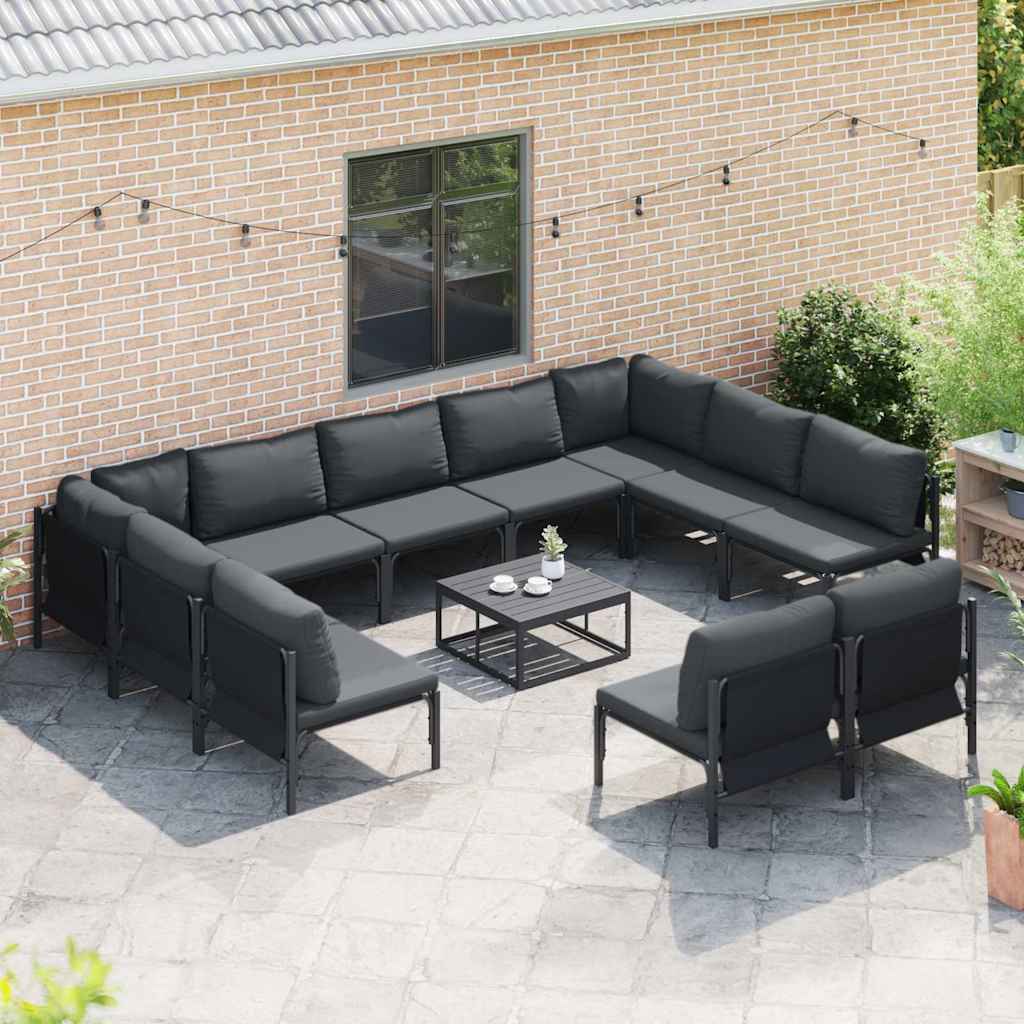 Garten-Sofa-Set 11 pcs Anthrazit Stahl