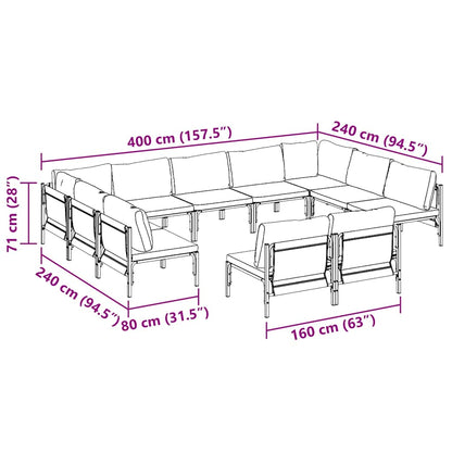 Garten-Sofa-Set 11 pcs Anthrazit Stahl