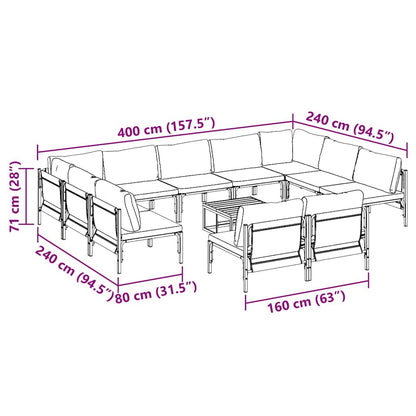 Garten-Sofa-Set 12 pcs Anthrazit Stahl