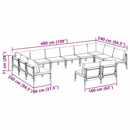 Garten-Sofa-Set 12 pcs Anthrazit Stahl