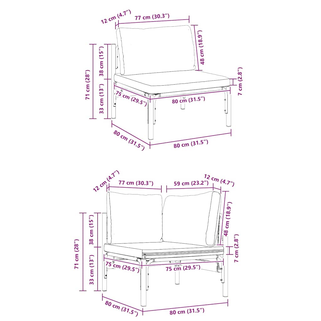 Garten-Sofa-Set 12 pcs Anthrazit Stahl