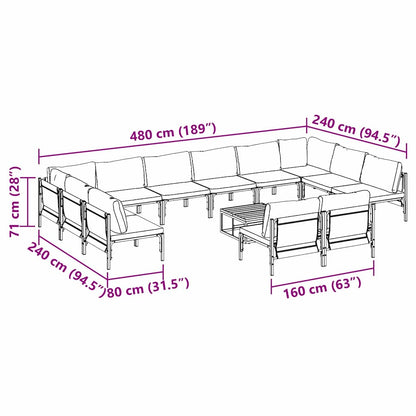 Garten-Sofa-Set 13 pcs Anthrazit Stahl