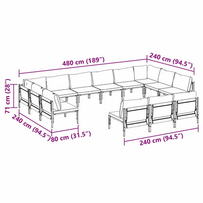 Garten-Sofa-Set 13 pcs Anthrazit Stahl