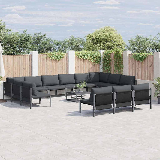Garten-Sofa-Set 14 pcs Anthrazit Stahl