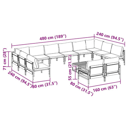 Garten-Sofa-Set 13 pcs Anthrazit Stahl