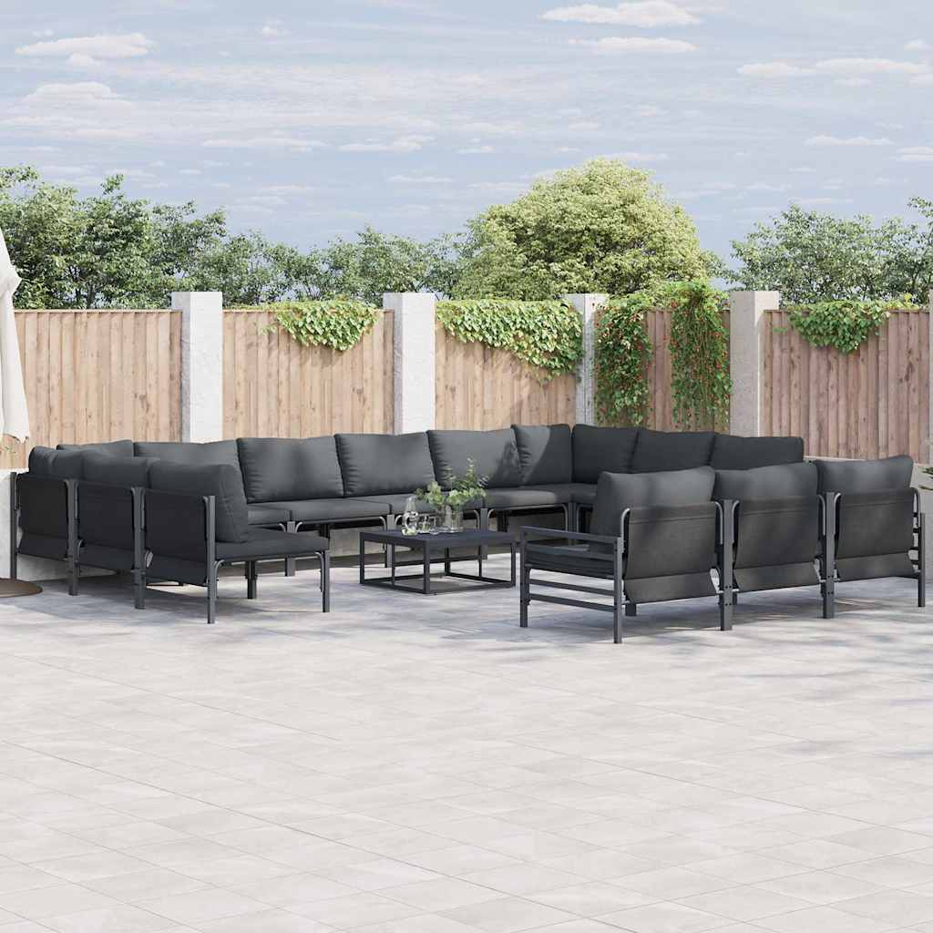Garten-Sofa-Set 14 pcs Anthrazit Stahl