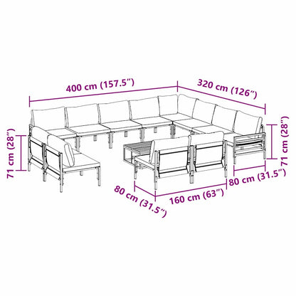 Garten-Sofa-Set 13 pcs Anthrazit Stahl