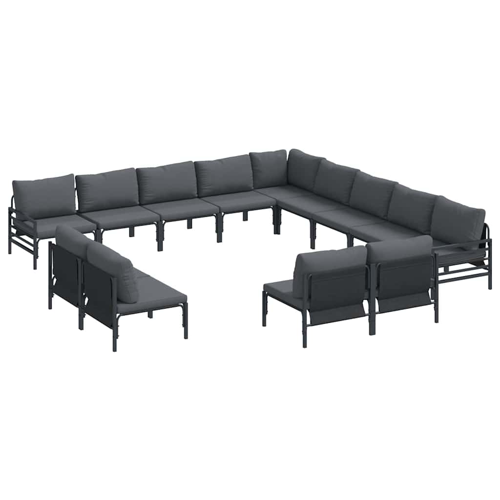 Garten-Sofa-Set mit Kissen 13 pcs Anthrazit Stahl