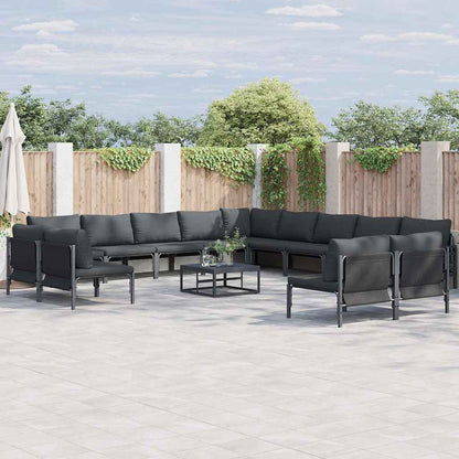 Garten-Sofa-Set mit Kissen 14 pcs Anthrazit Stahl