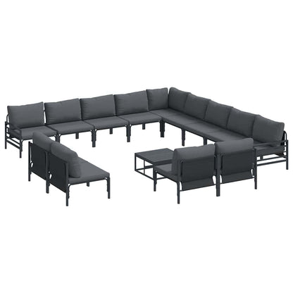 Garten-Sofa-Set mit Kissen 14 pcs Anthrazit Stahl