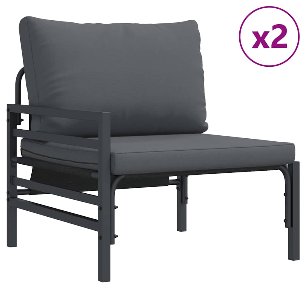 Garten-Sofa-Set mit Kissen 14 pcs Anthrazit Stahl