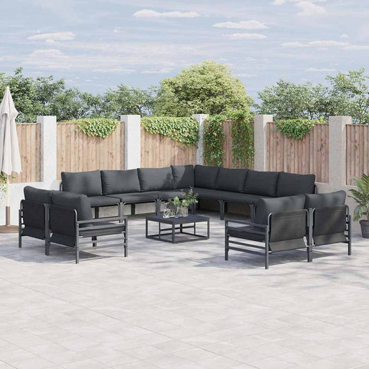 Garten-Sofa-Set 11 pcs Anthrazit Stahl