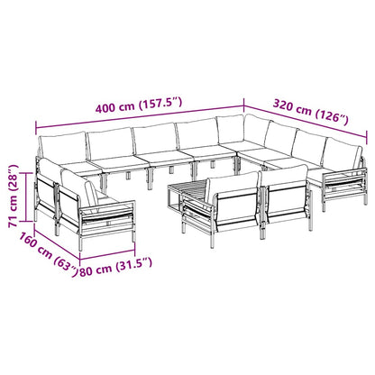 Garten-Sofa-Set 13 pcs Anthrazit Stahl