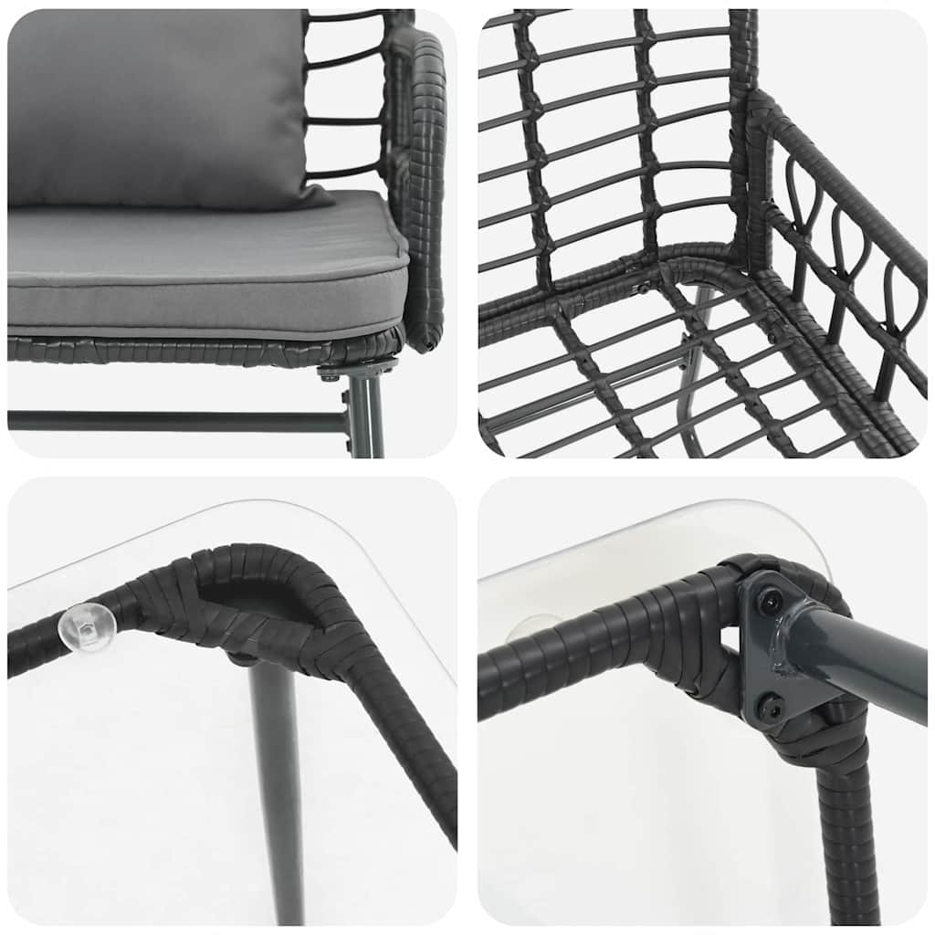 Gartenmöbel Set mit Kissen 4 pcs Schwarz, Anthrazit