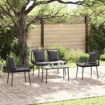Gartenmöbel Set mit Kissen 4 pcs Braun, Schwarz, Creme