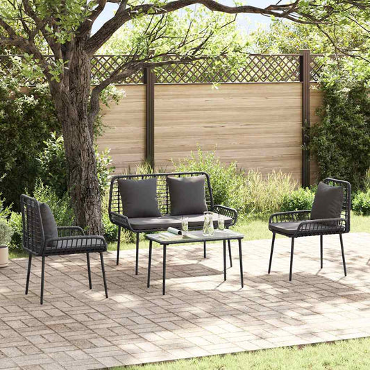 Gartenmöbel Set mit Kissen 4 pcs Braun, Schwarz, Creme