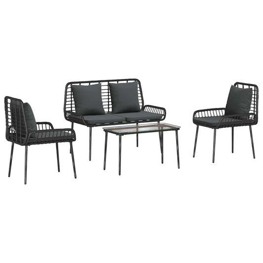 Gartenmöbel Set mit Kissen 4 pcs Braun, Schwarz, Creme