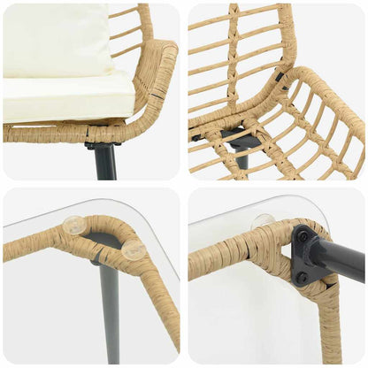 Gartenmöbel Set mit Kissen 4 pcs Braun, Schwarz, Creme