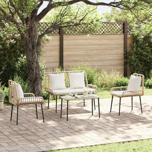 Gartenmöbel Set mit Kissen 4 pcs Braun, Schwarz, Creme