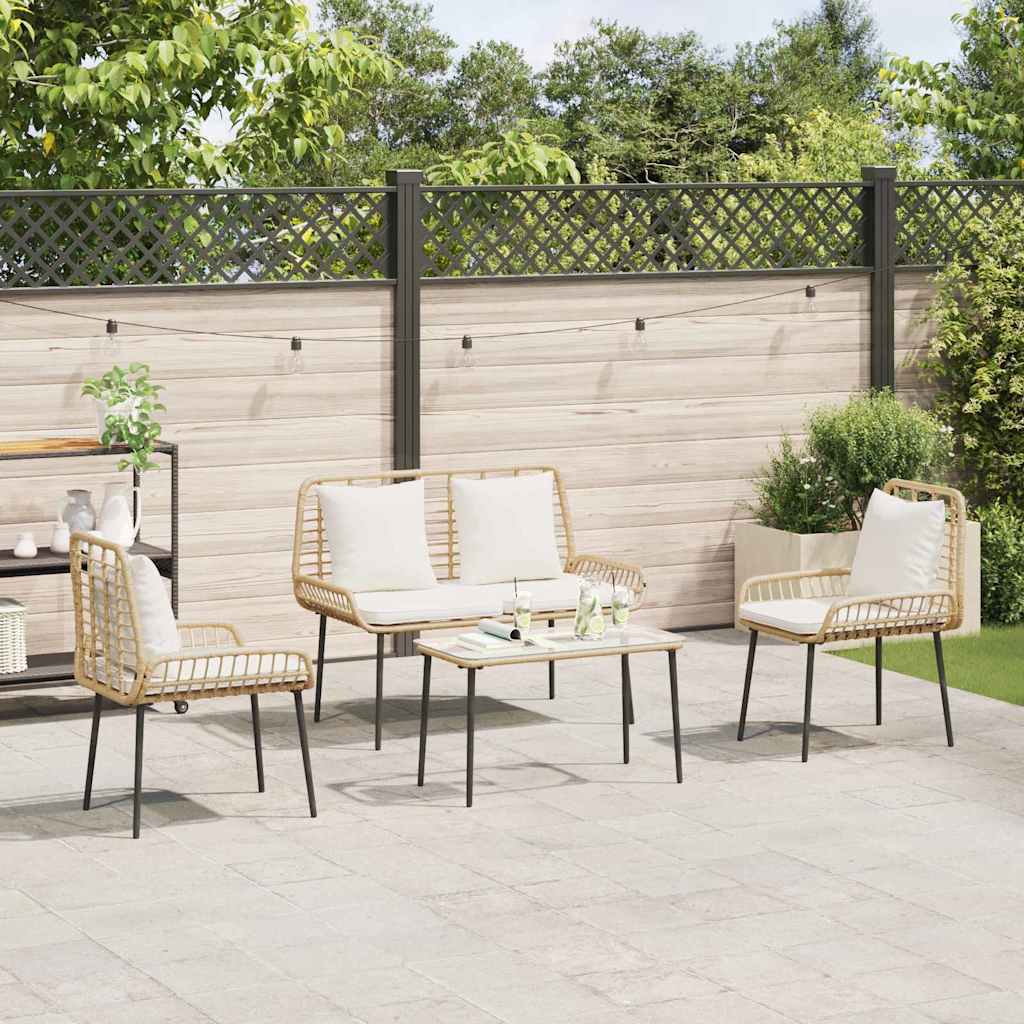 Gartenmöbel Set mit Kissen 4 pcs Braun, Schwarz, Creme
