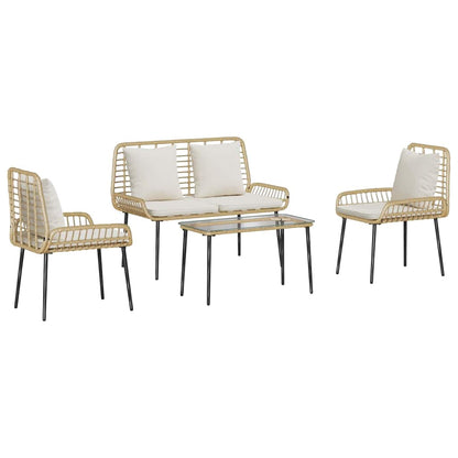 Gartenmöbel Set mit Kissen 4 pcs Braun, Schwarz, Creme