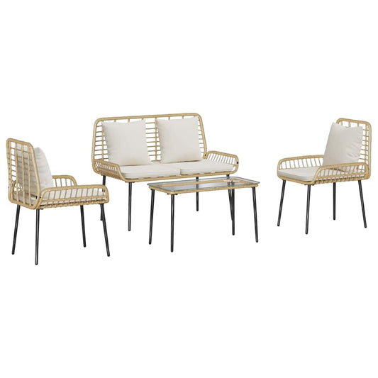 Gartenmöbel Set mit Kissen 4 pcs Braun, Schwarz, Creme