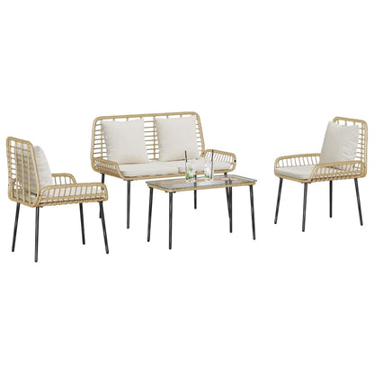 Gartenmöbel Set mit Kissen 4 pcs Braun, Schwarz, Creme