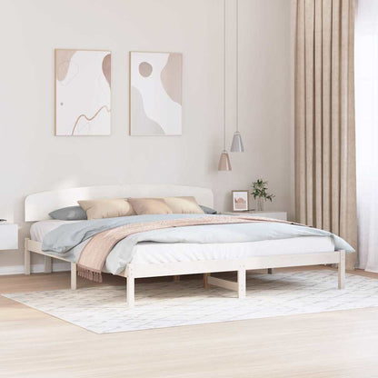 Bettgestell mit Kopfteil Weiß 200 x 200 cm Massivholz Kiefer