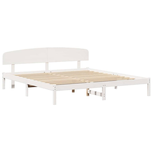 Bettgestell mit Kopfteil Weiß 200 x 200 cm Massivholz Kiefer