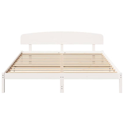 Bettgestell mit Kopfteil Weiß 200 x 200 cm Massivholz Kiefer