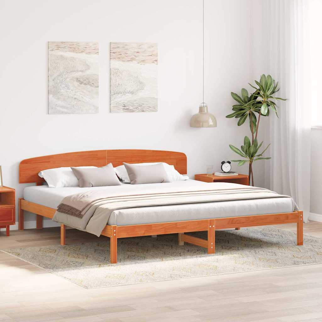 Bettgestell mit Kopfteil Braun 200 x 200 cm Massivholz Kiefer