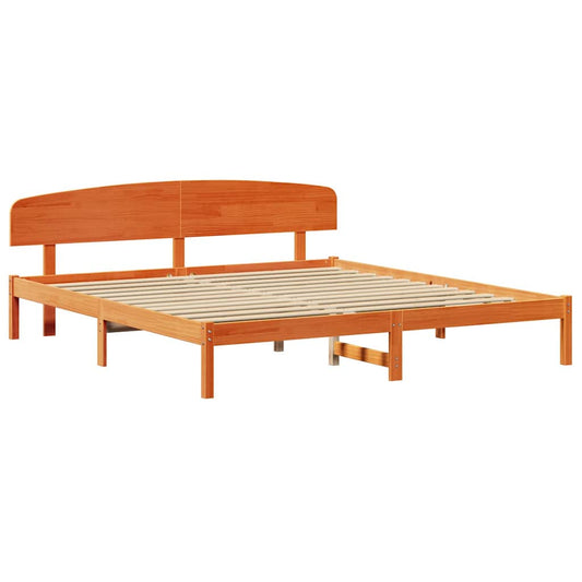 Bettgestell mit Kopfteil Braun 200 x 200 cm Massivholz Kiefer