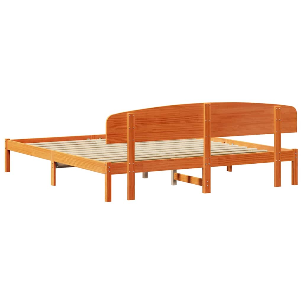 Bettgestell mit Kopfteil Braun 200 x 200 cm Massivholz Kiefer