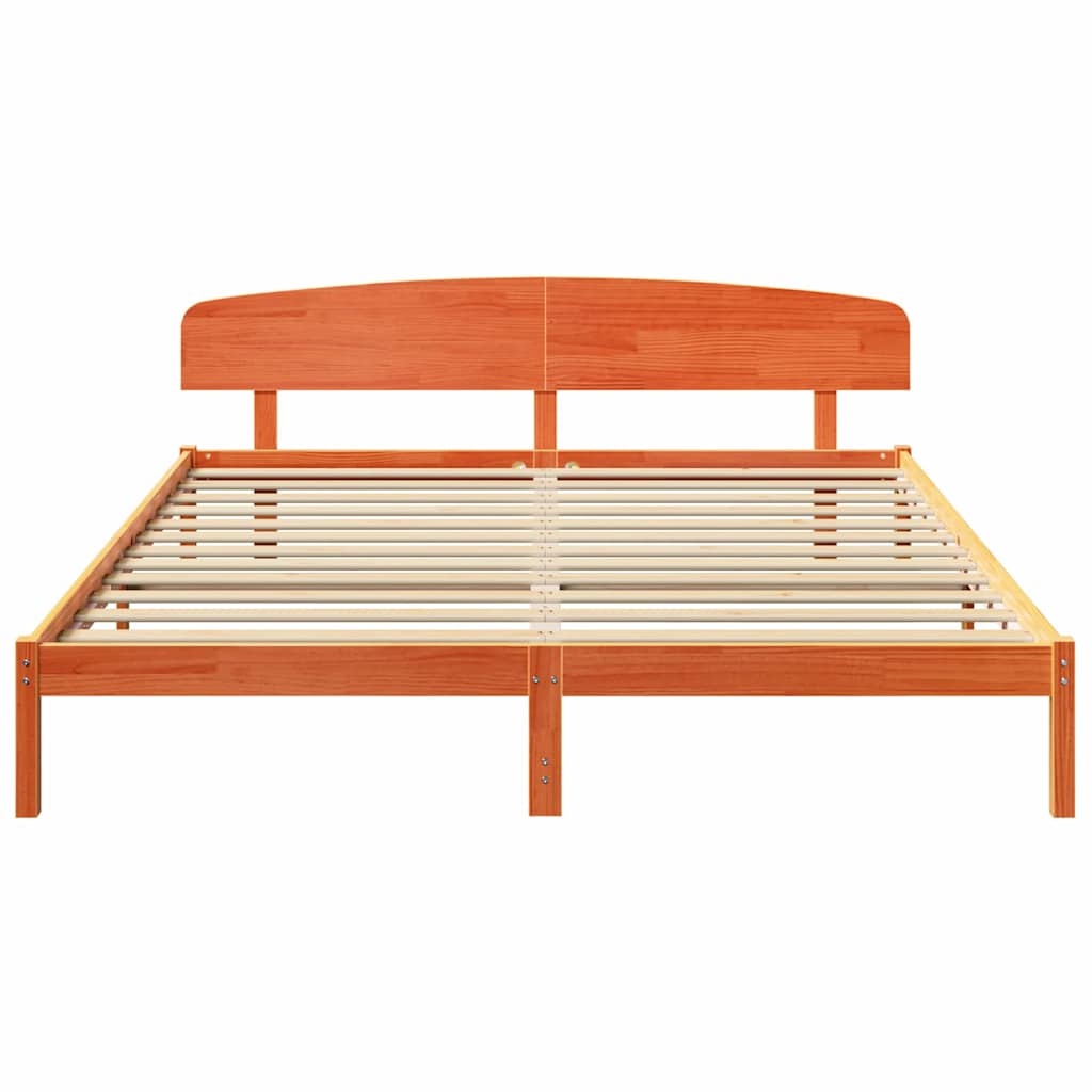 Bettgestell mit Kopfteil Braun 200 x 200 cm Massivholz Kiefer