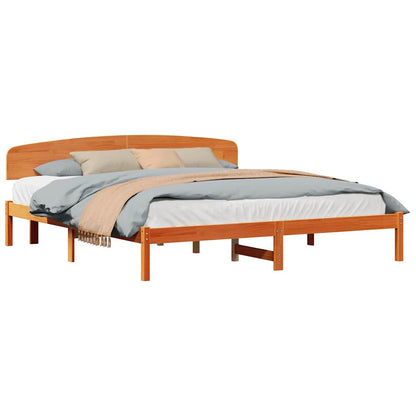 Bettgestell mit Kopfteil Braun 200 x 200 cm Massivholz Kiefer