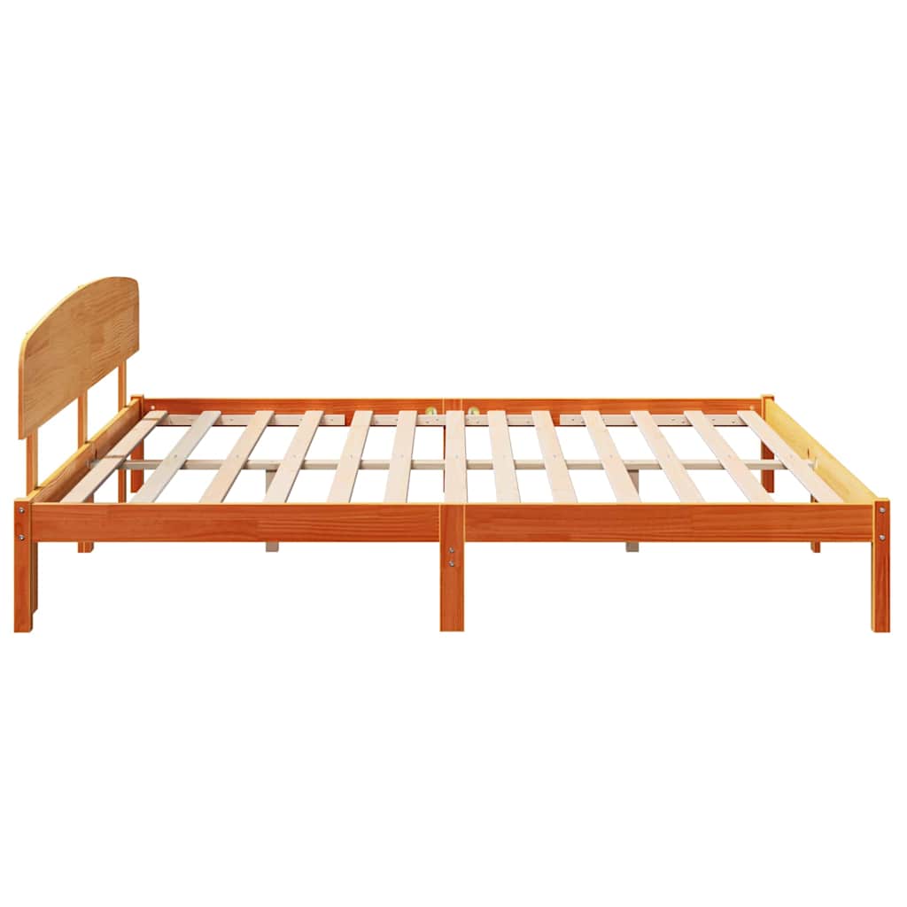 Bettgestell mit Kopfteil Braun 200 x 200 cm Massivholz Kiefer