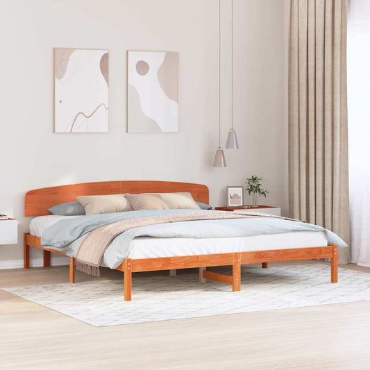 Bettgestell mit Kopfteil Braun 180 x 200 cm Massivholz Kiefer