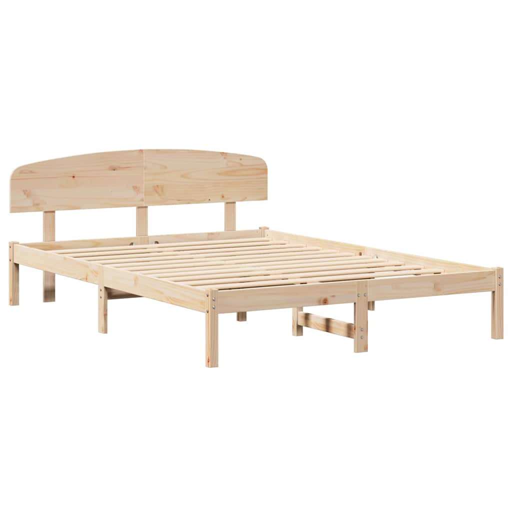 Bettgestell mit Kopfteil Braun 150 x 200 cm Massivholz Kiefer