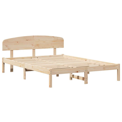 Bettgestell mit Kopfteil Braun 150 x 200 cm Massivholz Kiefer