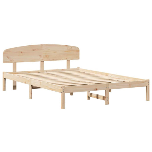 Bettgestell mit Kopfteil Braun 150 x 200 cm Massivholz Kiefer