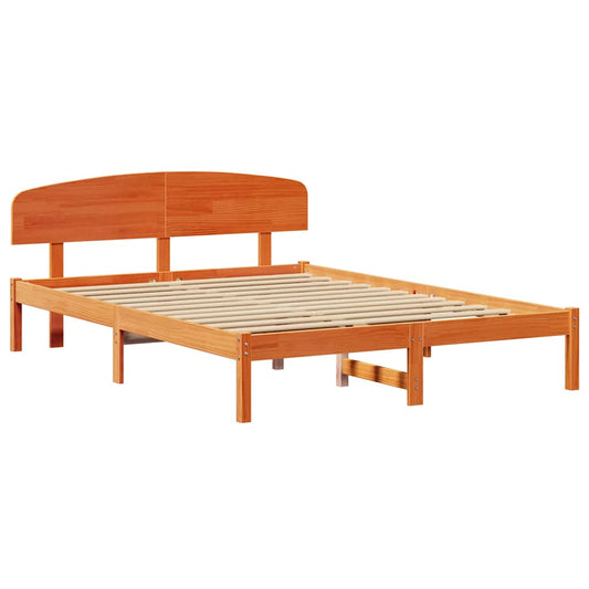 Bettgestell mit Kopfteil Braun 150 x 200 cm Massivholz Kiefer