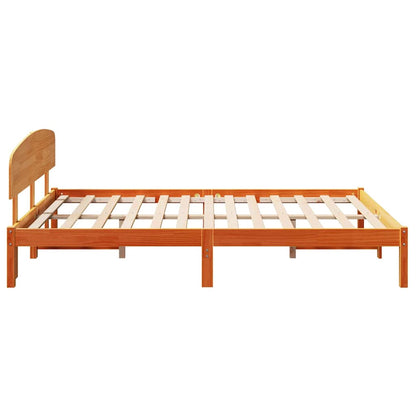 Bettgestell mit Kopfteil Braun 150 x 200 cm Massivholz Kiefer