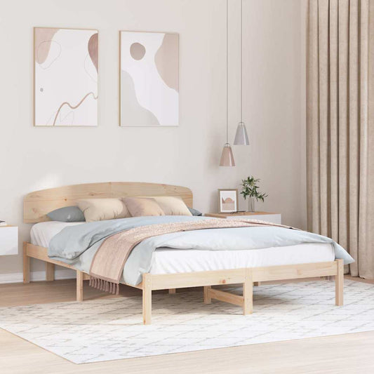 Bettgestell mit Kopfteil Braun 140 x 200 cm Massivholz Kiefer