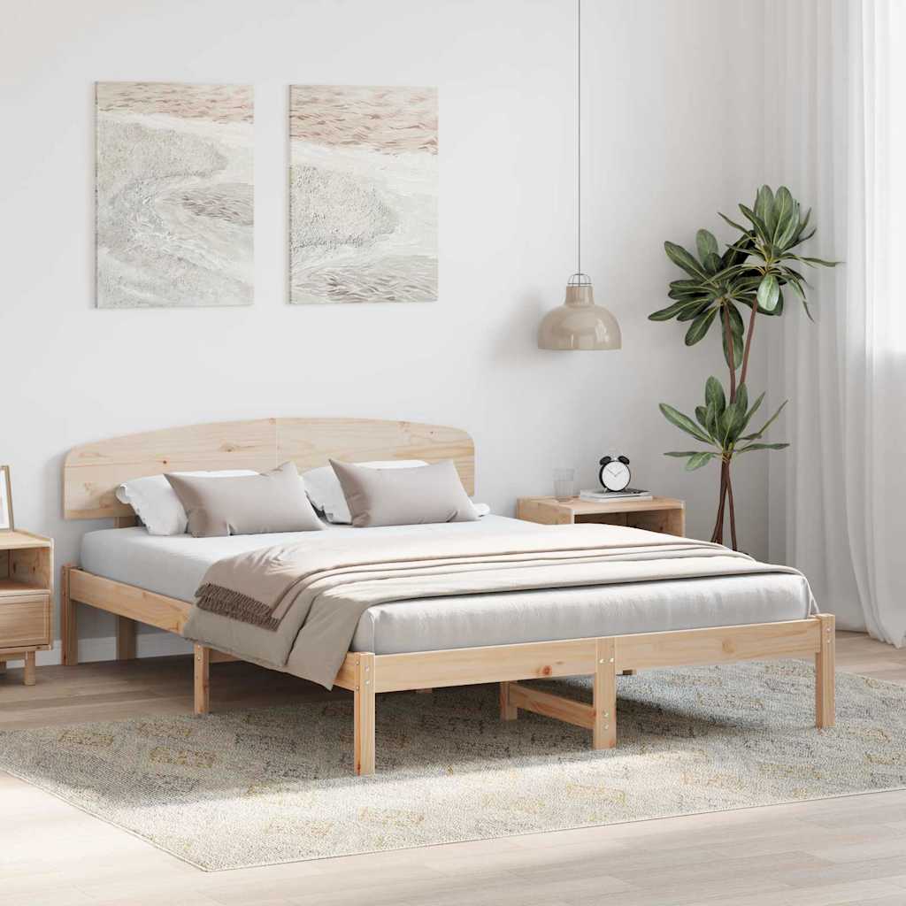 Bettgestell mit Kopfteil Braun 140 x 200 cm Massivholz Kiefer