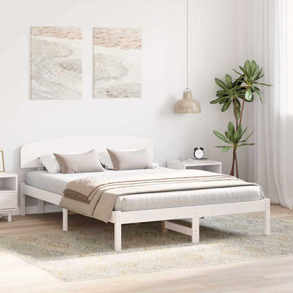 Bettgestell mit Kopfteil Weiß 140 x 200 cm Massivholz Kiefer