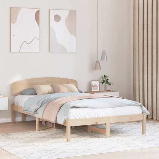 Bettgestell mit Kopfteil Braun 135 x 190 cm Massivholz Kiefer