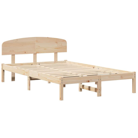 Bettgestell mit Kopfteil Braun 135 x 190 cm Massivholz Kiefer