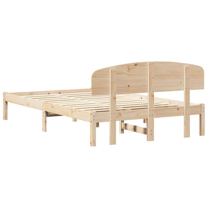Bettgestell mit Kopfteil Braun 135 x 190 cm Massivholz Kiefer