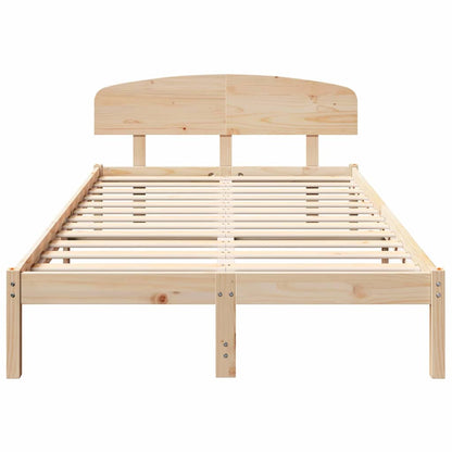Bettgestell mit Kopfteil Braun 135 x 190 cm Massivholz Kiefer